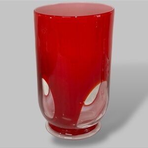Vintage 1970’s Large Red Cased Murano Vase